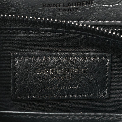 Saint Laurent Crinkled Calfskin Matelasse Monogram Medium Niki Chain Satchel Storm 7 of 10