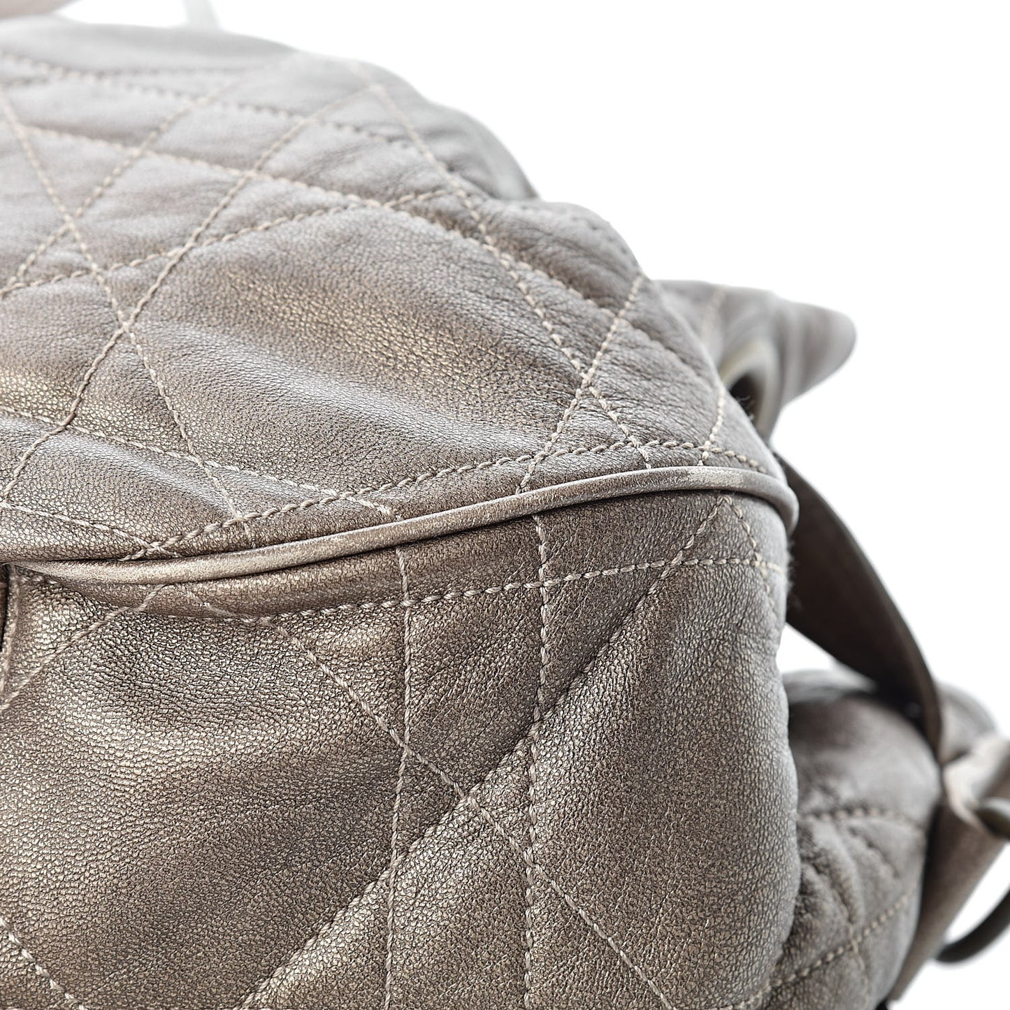 Lambskin Cannage Drawstring Bag Bronze