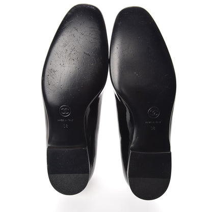 Chanel Patent CC Mocassin Loafers 38 Black 7 of 11