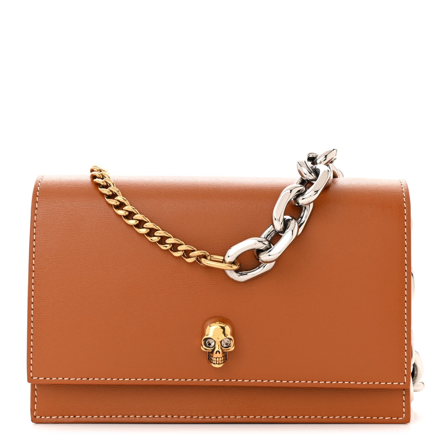 Alexander McQueen Calfskin Mini Skull Chain Crossbody Bag Caramel Tan 1 of 11