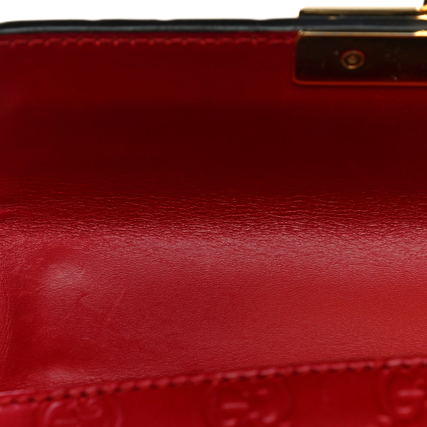 Guccissima Small Padlock Shoulder Bag Hibiscus Red