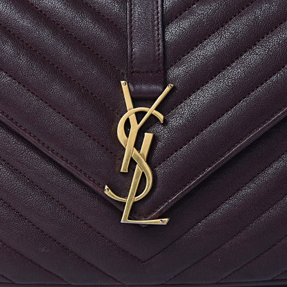 Saint Laurent Sheepskin Matelasse Chevron Monogram Medium College Bag Amaranto 15 of 25