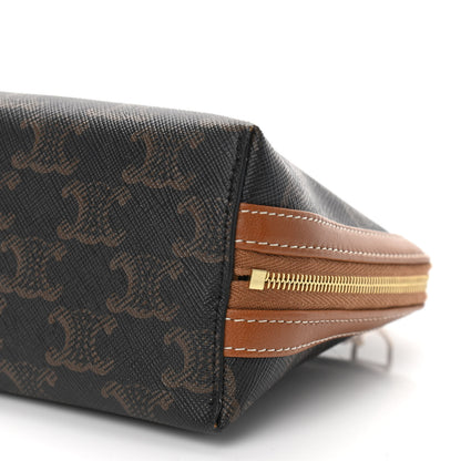 Celine Triomphe Canvas Calfskin Mini Clutch on Chain Tan 11 of 11