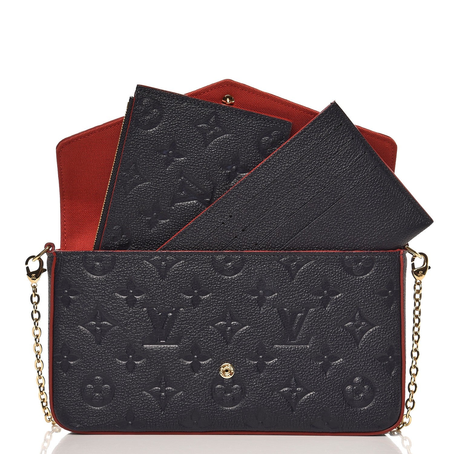 Louis Vuitton Empreinte Pochette Felicie Chain Wallet Marine Rouge 6 of 10
