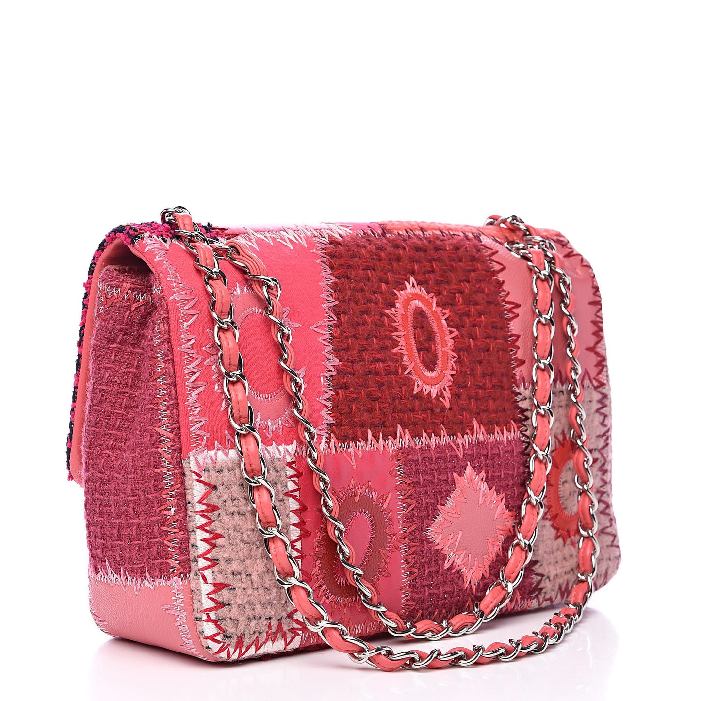 Tweed Patchwork Jumbo Single Flap Pink