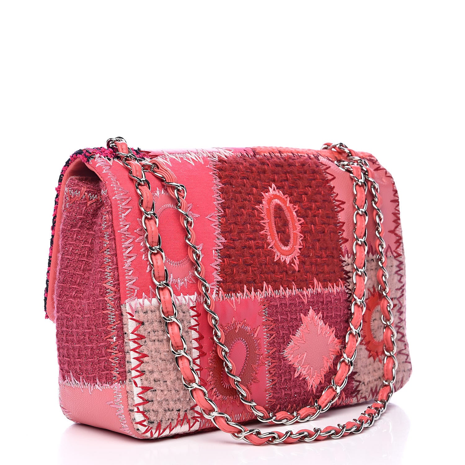 Chanel Tweed Patchwork Jumbo Single Flap Pink 3 of 12