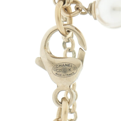 Chanel Crystal Pearl CC Pendant Necklace Gold Pink 6 of 6