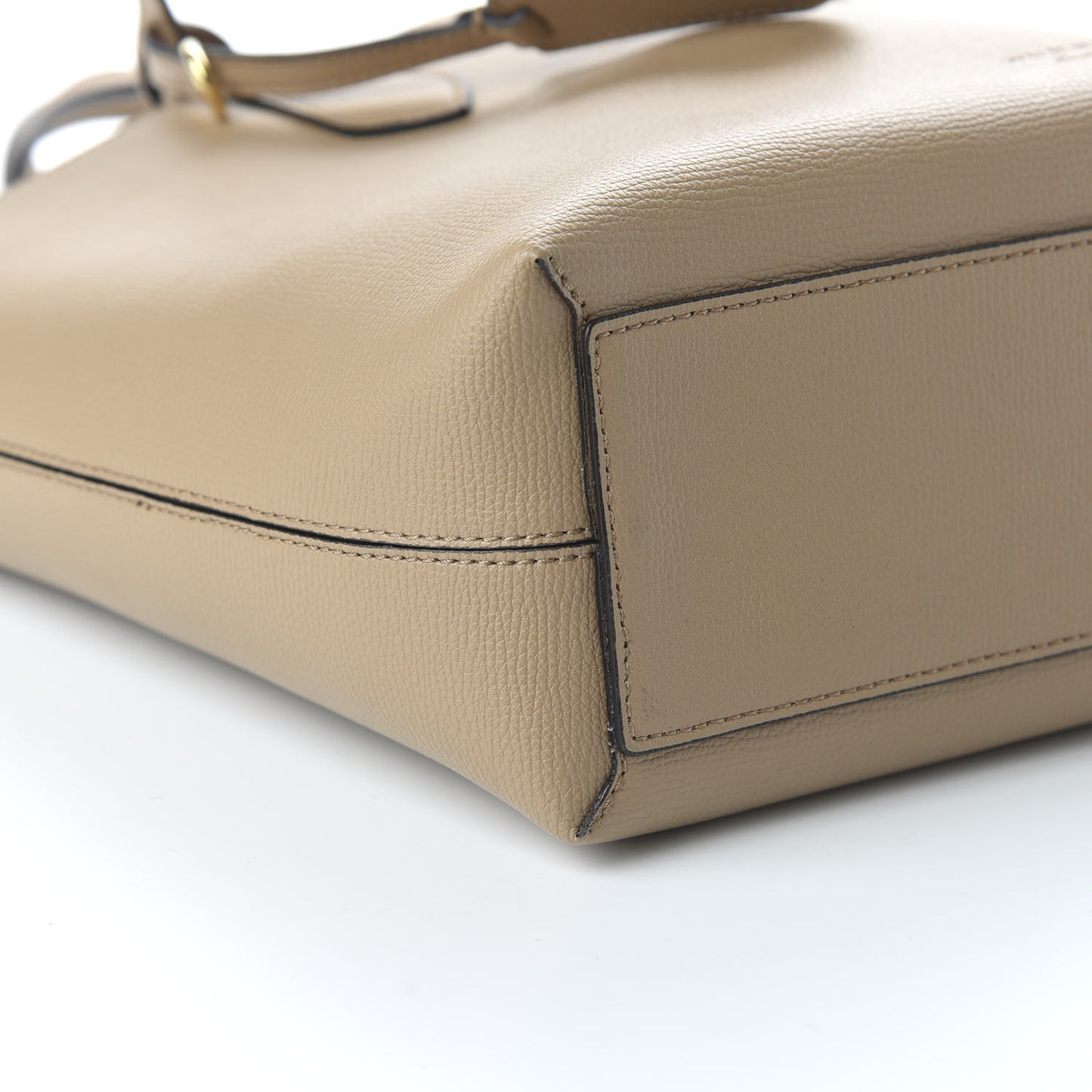 Grainy Calfskin Haymarket Check Medium Reversible Tote Camel