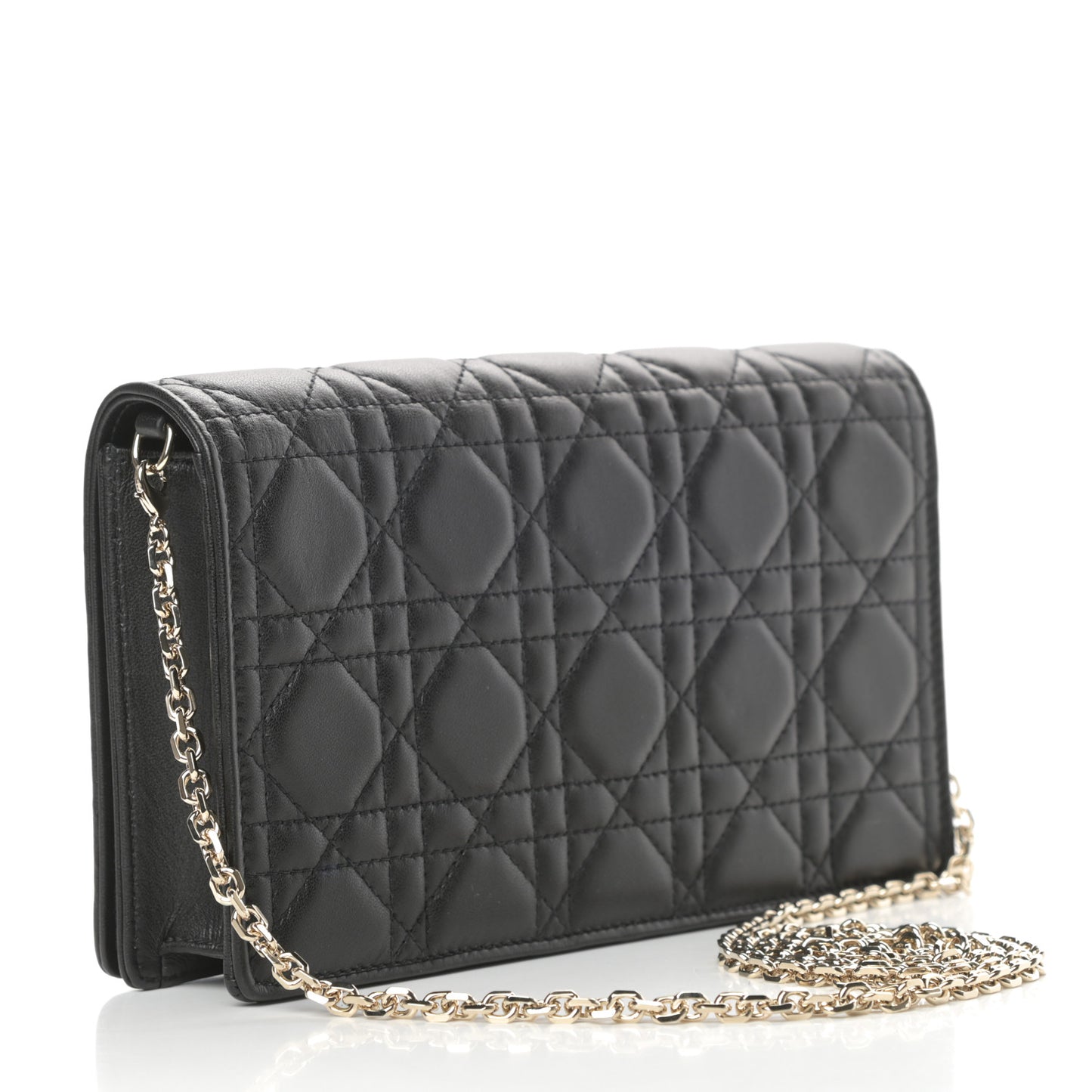 Lambskin Cannage Lady Dior Chain Wallet Black