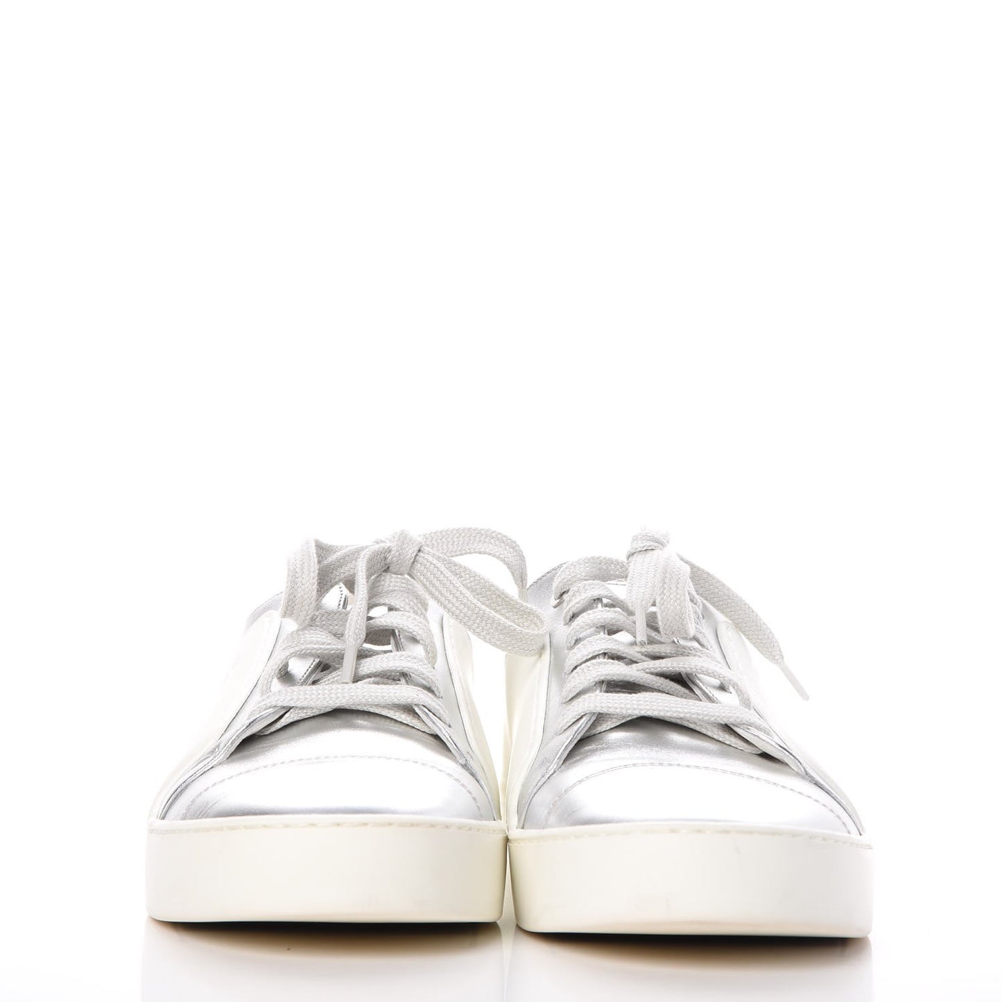 Iridescent Goatskin Sneakers 40.5 White Silver