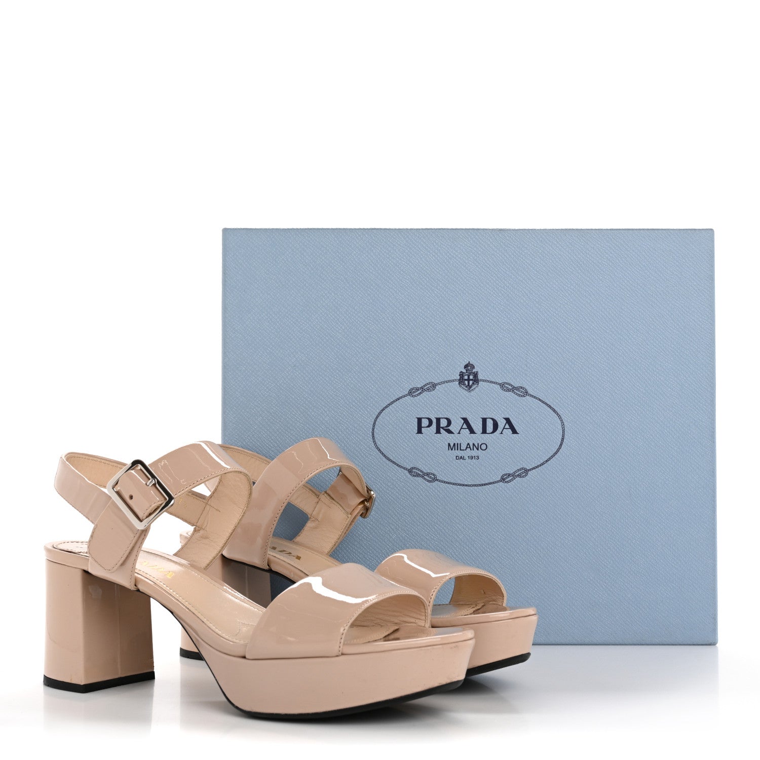 Prada Patent Platform Sandals 37.5 Cipria 11 of 11