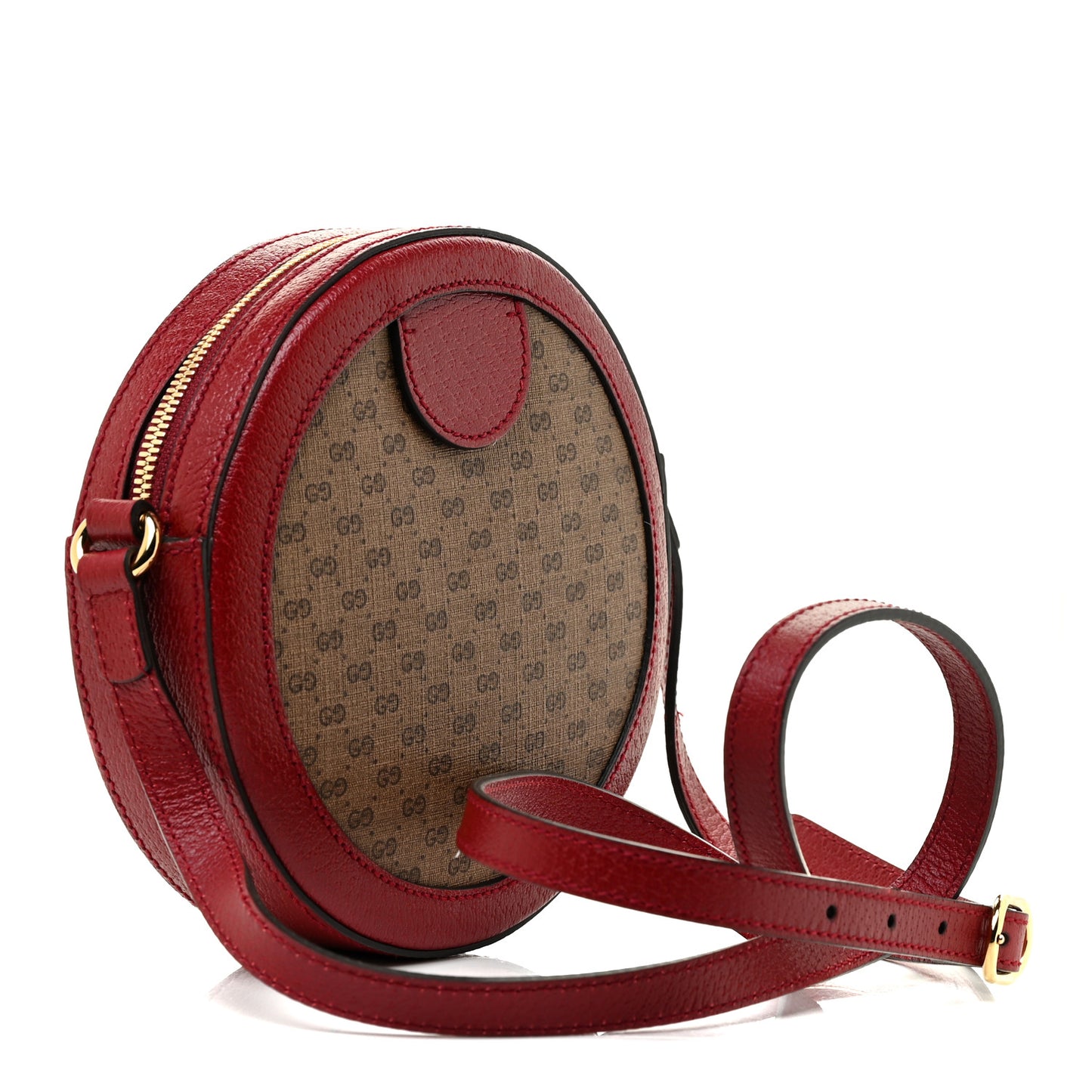 X DORAEMON Mini Vintage GG Supreme Monogram Mini Round Shoulder Bag Beige Cherry Red