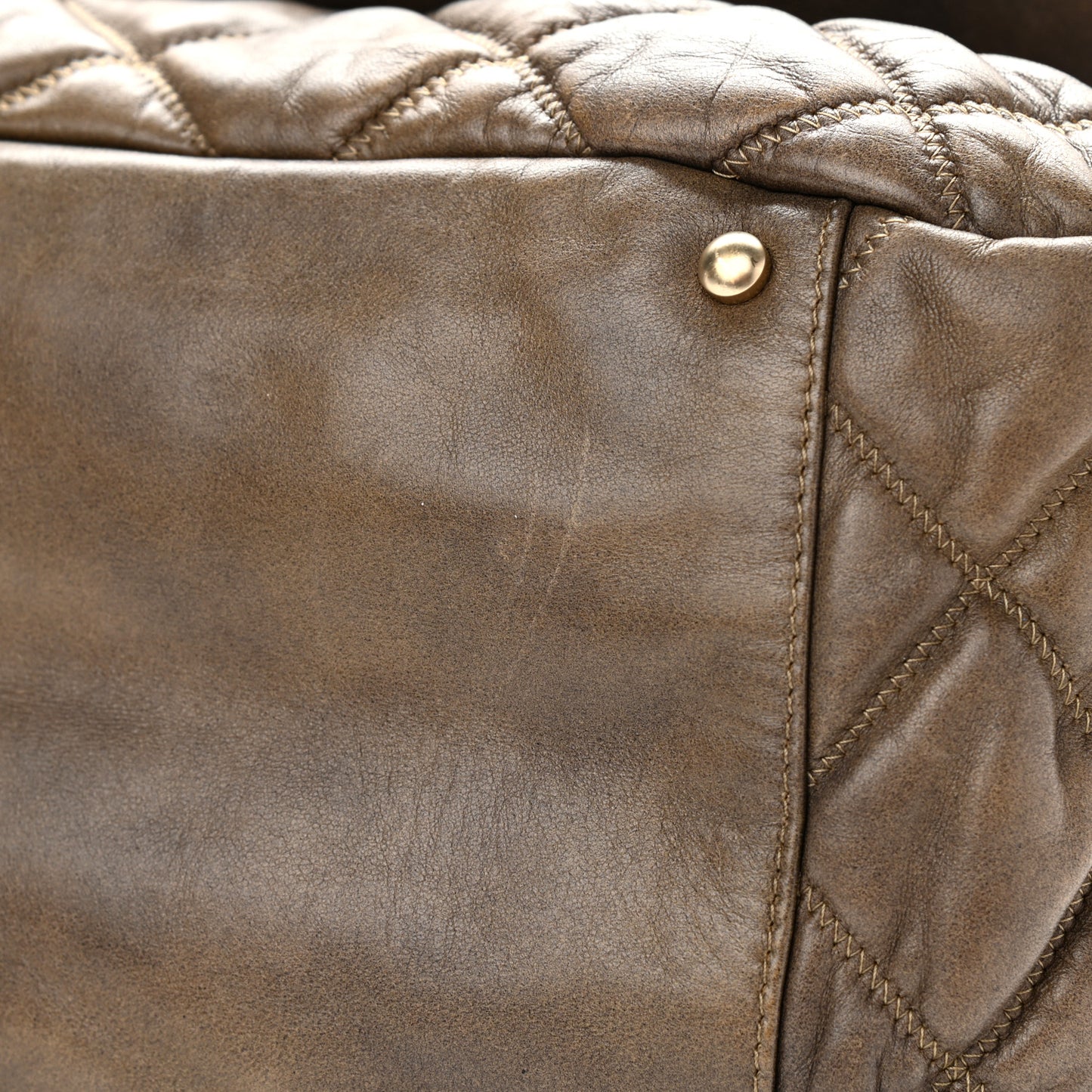 Lambskin Bubble Quilt Flap Bag Dark Beige