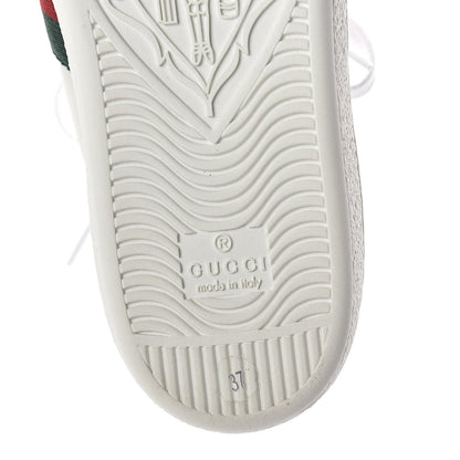 Gucci Calfskin Ayers Bee Embroidered Womens Ace Sneakers 37 White Green 6 of 8