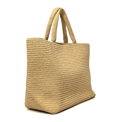 Saint Laurent Raffia Logo Tote Naturel 3 of 9