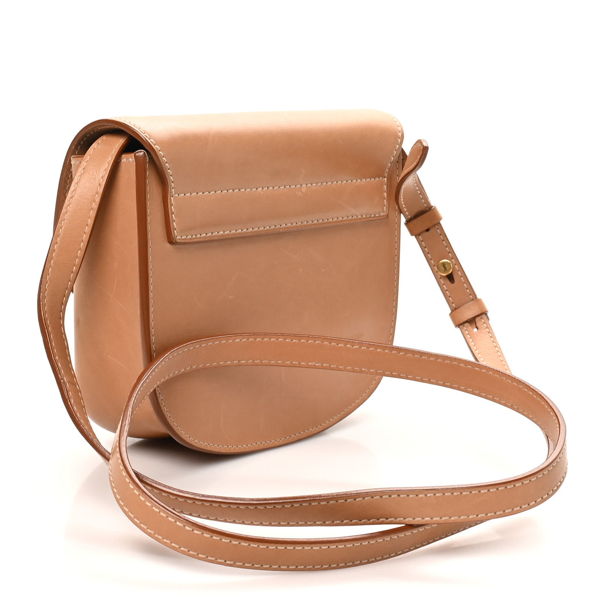 Smooth Vintage Calfskin Small Kaia Satchel Brown Gold