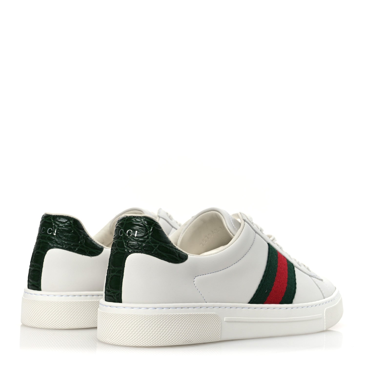 Gucci Calfskin Crocodile Web Womens Ace Sneakers 39.5 White Green 5 of 12