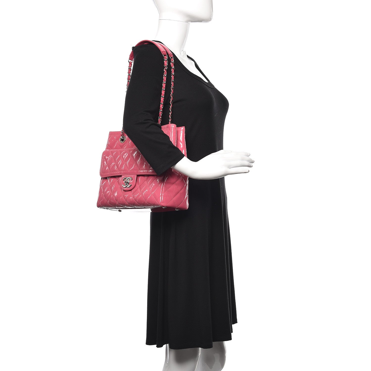 Chanel Patent Quilted Small Coco Shine Shopping Tote Pink 2 of 9
