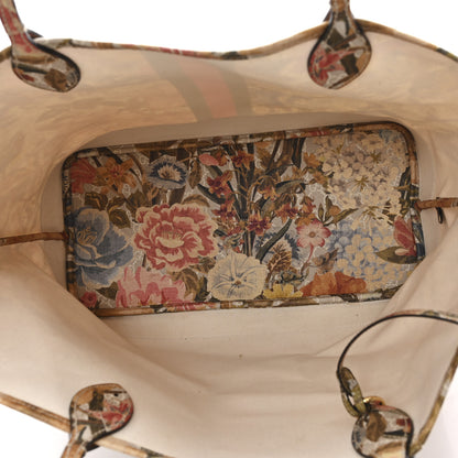 Gucci GG Supreme Monogram Water Flora Web Large Ophidia Tote Beige White Multicolor 6 of 12