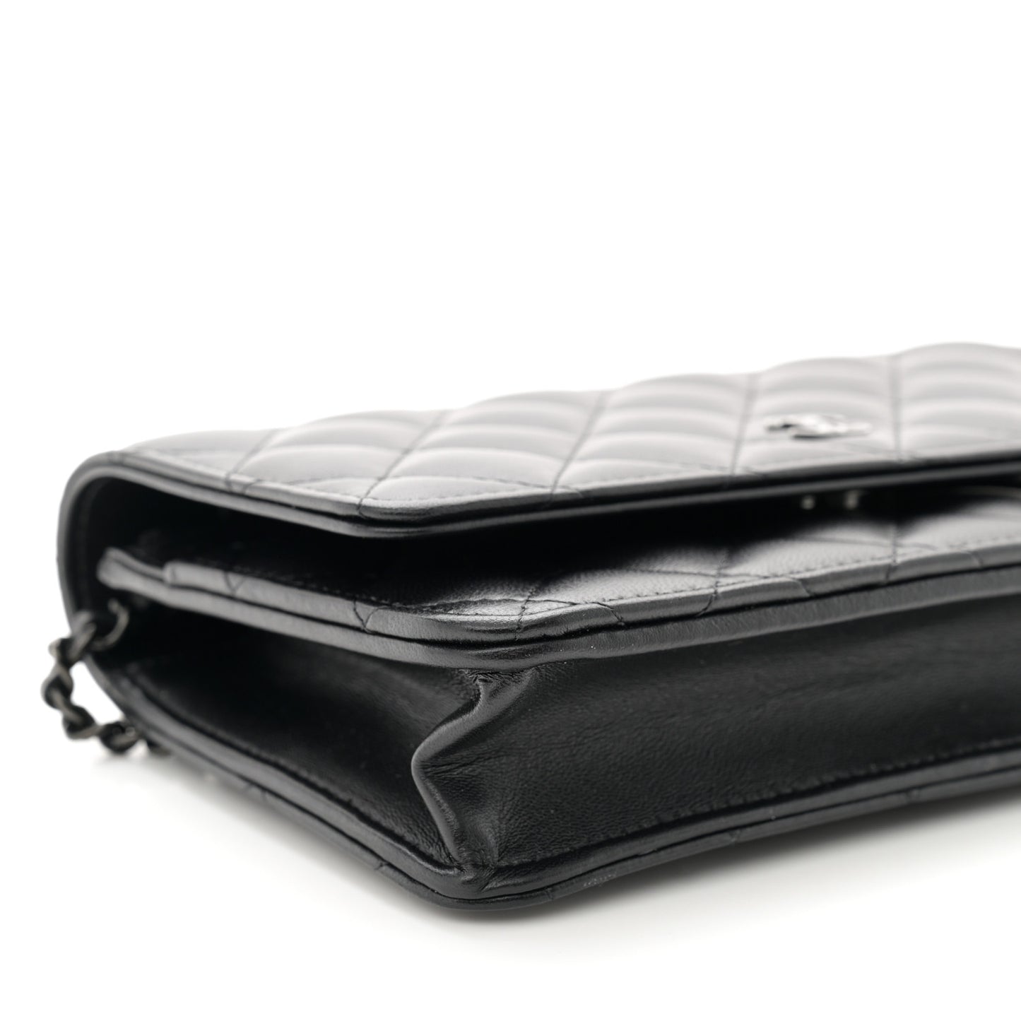 Lambskin Quilted Wallet On Chain WOC So Black