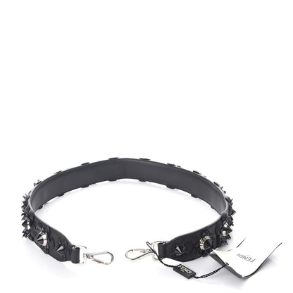Fendi Vitello Dolce Nappa Patent Flowerland Studded Strap You Black 3 of 6
