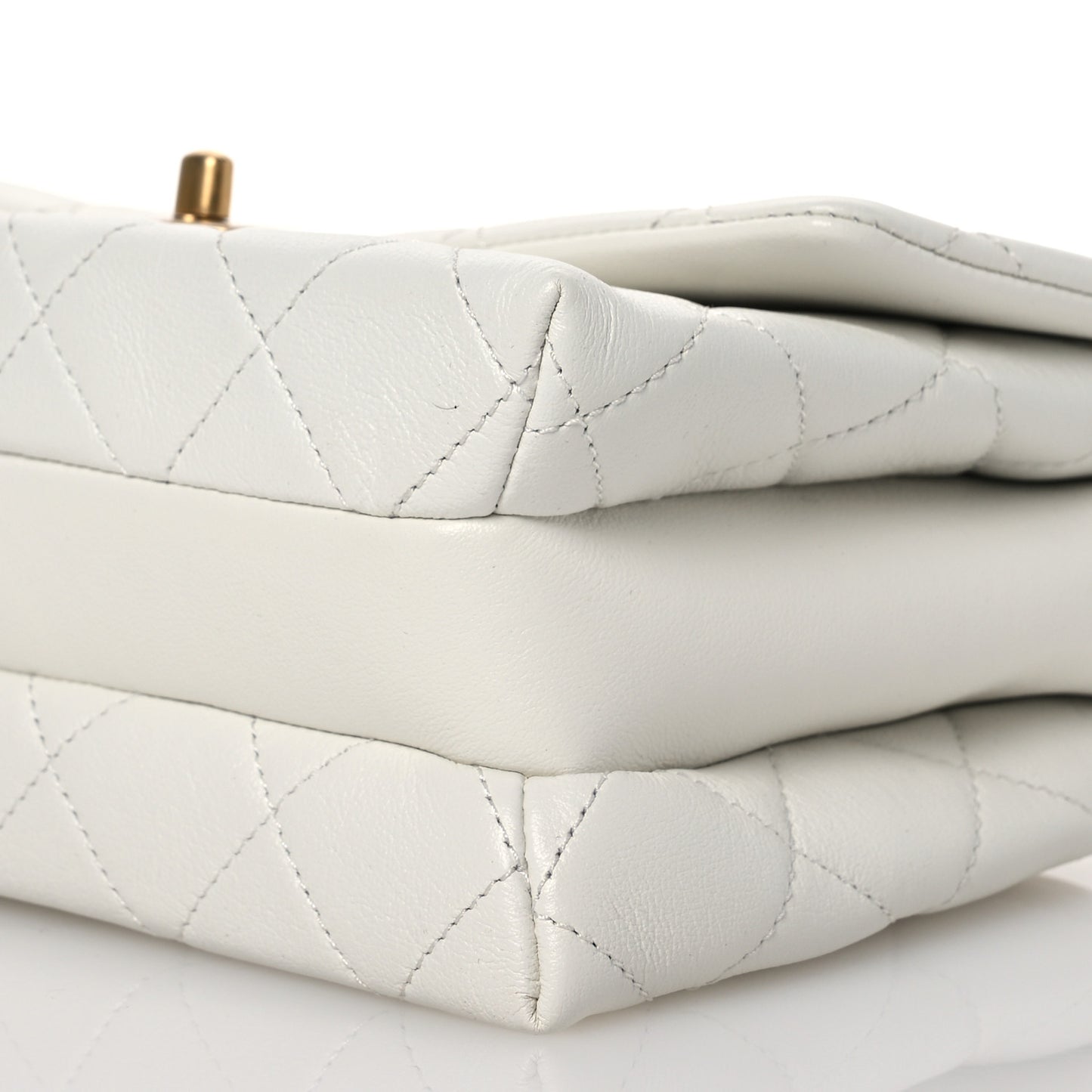 Calfskin Quilted Mini Chain Strap Flap White