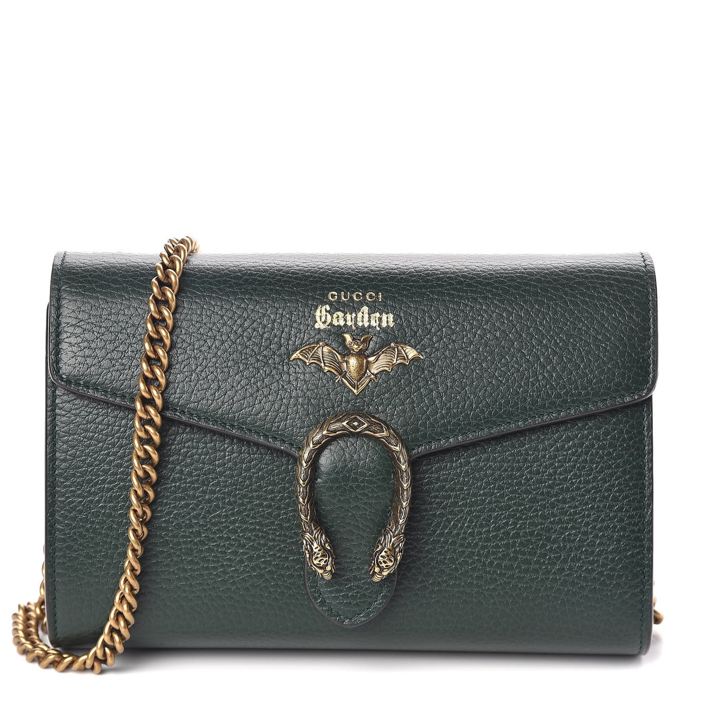 Calfskin Garden Dionysus Chain Wallet Emerald