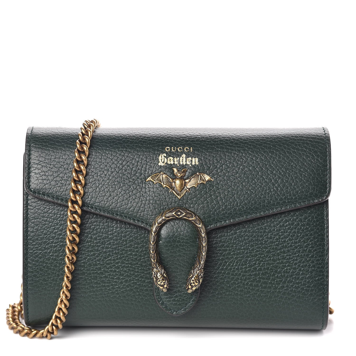 Gucci Calfskin Garden Dionysus Chain Wallet Emerald 1 of 9