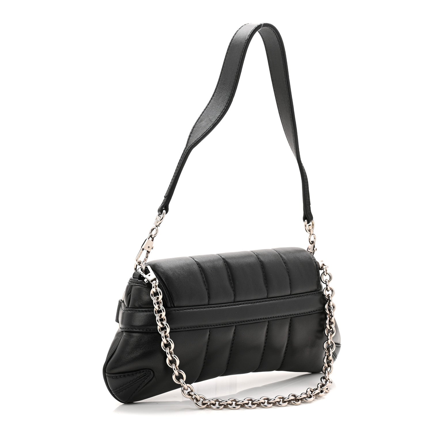 Gucci Nappa Vertical Matelasse Small Maxi Horsebit Chain Shoulder Bag Black 3 of 10