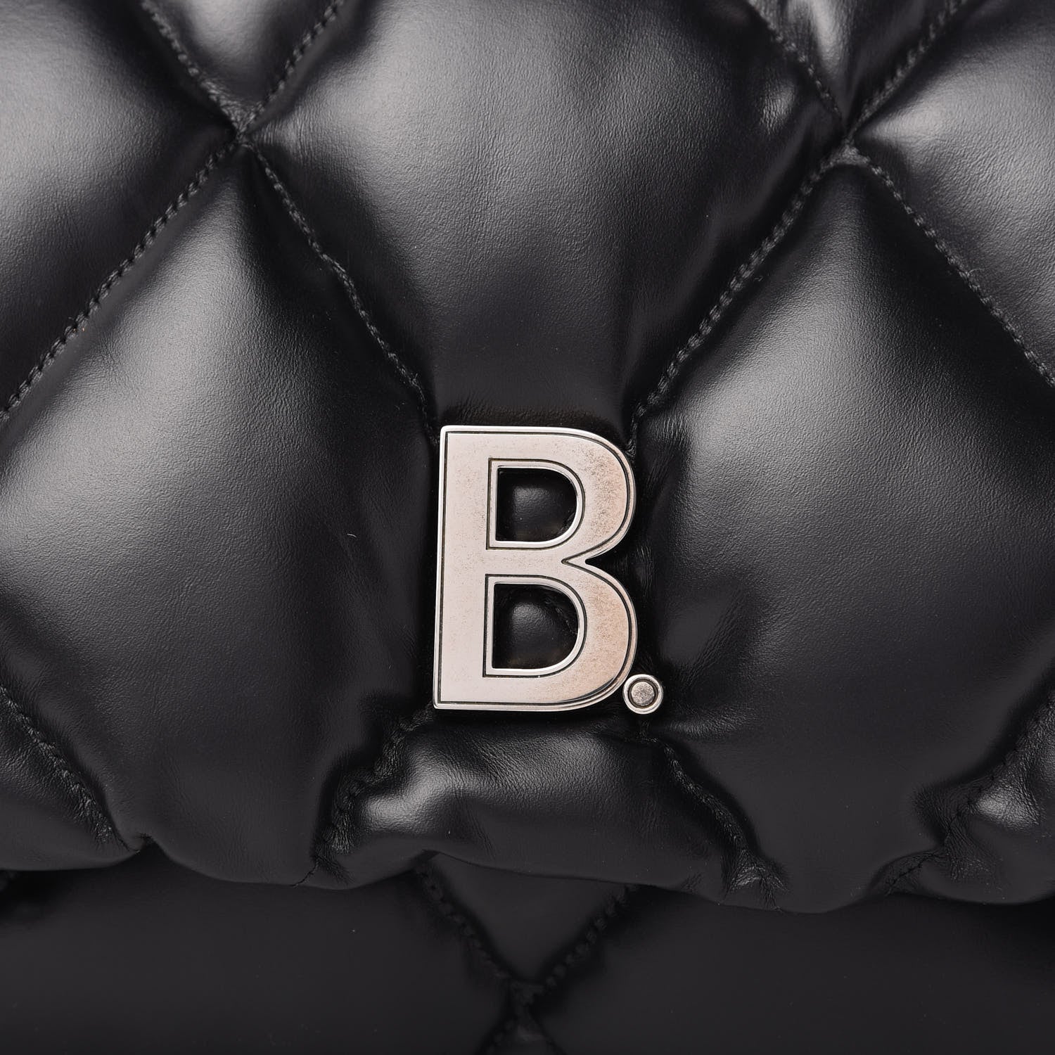 Balenciaga Nappa Calfskin Quilted Touch B Puffy Clutch Black 9 of 9