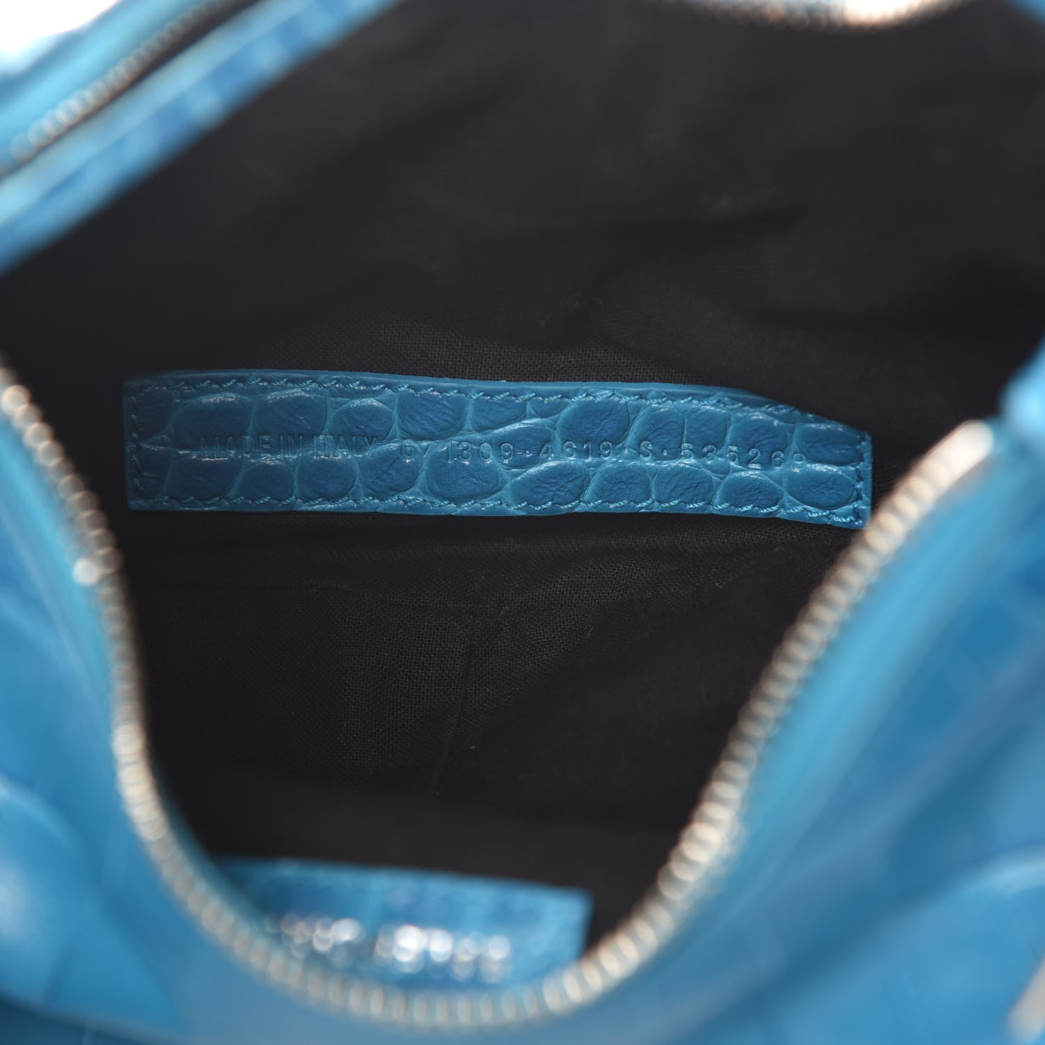 Balenciaga Extra Supple Calfskin Crocodile Embossed Le Cagole Shoulder Bag XS Turquoise 8 of 8