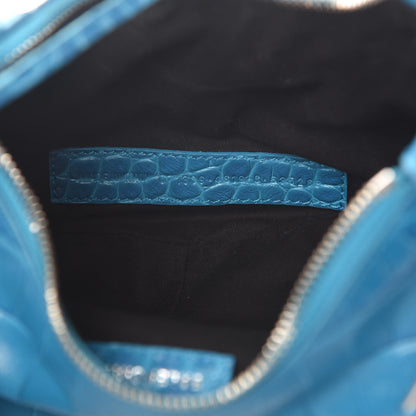 Balenciaga Extra Supple Calfskin Crocodile Embossed Le Cagole Shoulder Bag XS Turquoise 8 of 8