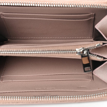 Saint Laurent Grain De Poudre Matelasse Chevron Monogram Zip Around Wallet Pink 5 of 7