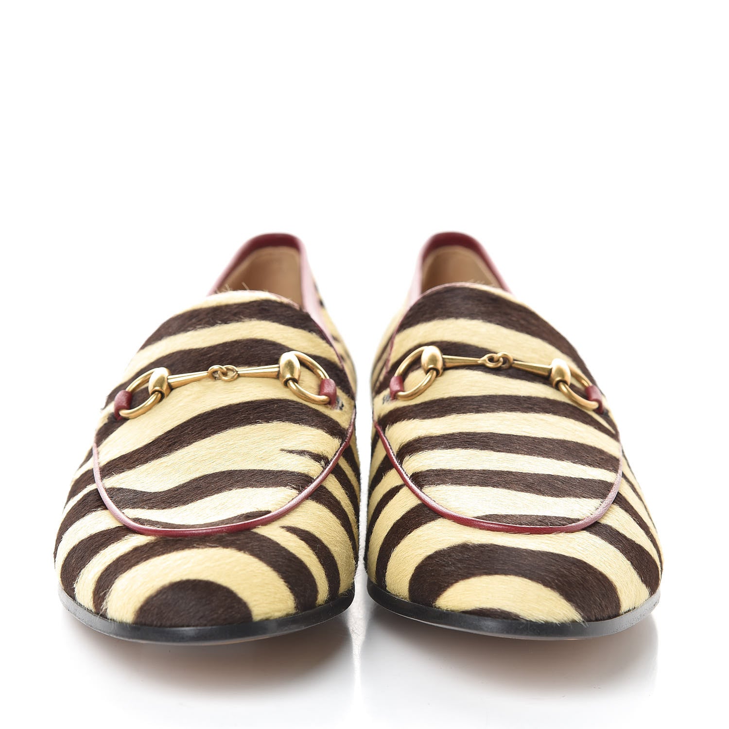 Gucci Calf Hair Tiger Print Womens Jordaan Loafers 39.5 Natural Black Romantic Cherry 2 of 8