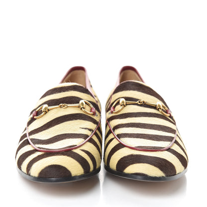 Gucci Calf Hair Tiger Print Womens Jordaan Loafers 39.5 Natural Black Romantic Cherry 2 of 8