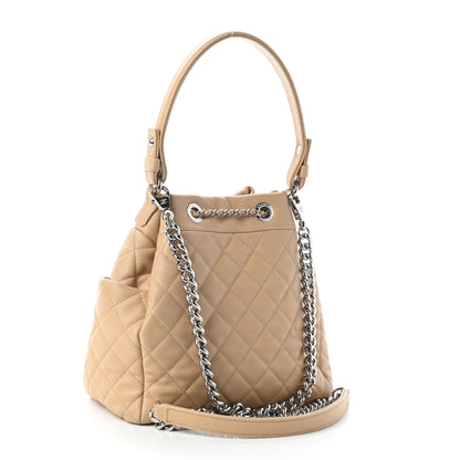 Chanel Lambskin Quilted Small CC Chain Bucket Bag Beige 3 of 11