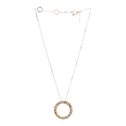 Roberto Coin 18K Yellow White Gold Brown Diamond Circle Pendant Necklace 3 of 4