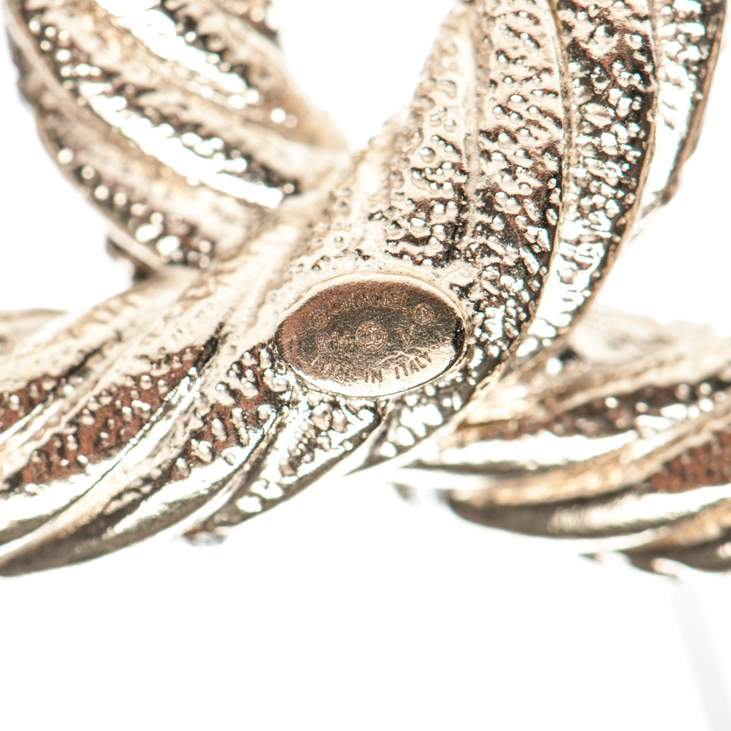 Chanel Crystal Twisted CC Brooch Light Gold 5 of 5