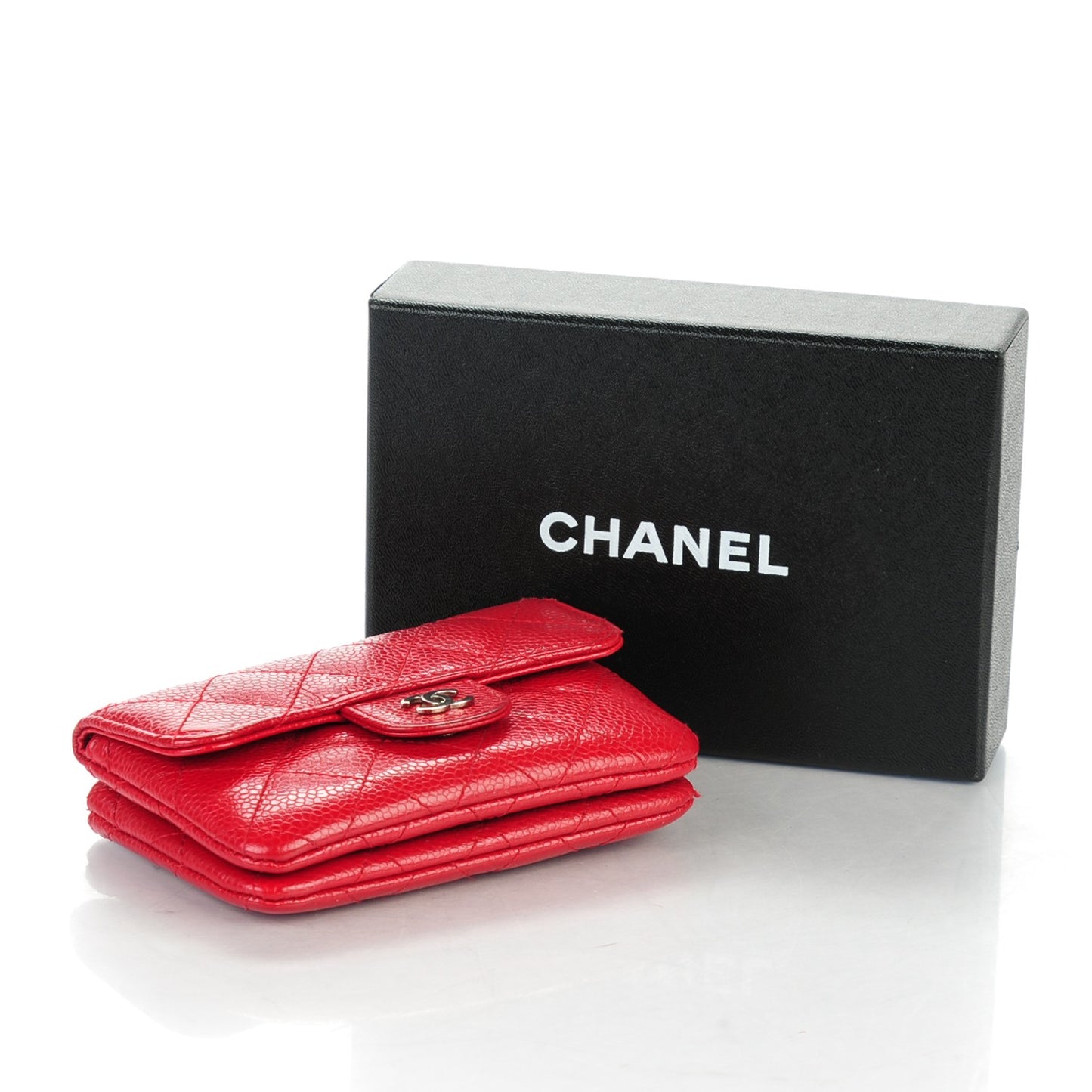 Caviar Quilted Coin Purse Red