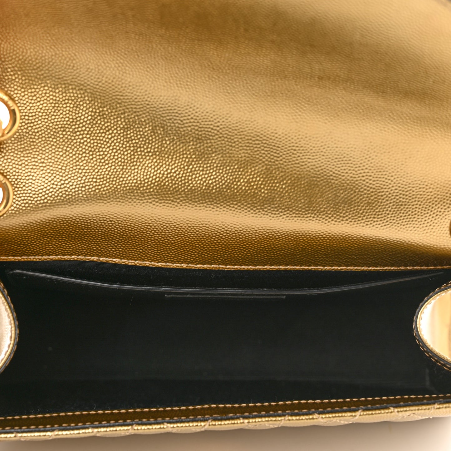 Metallic Grain De Poudre Textured Mixed Matelasse Triquilt Medium Monogram Satchel Gold