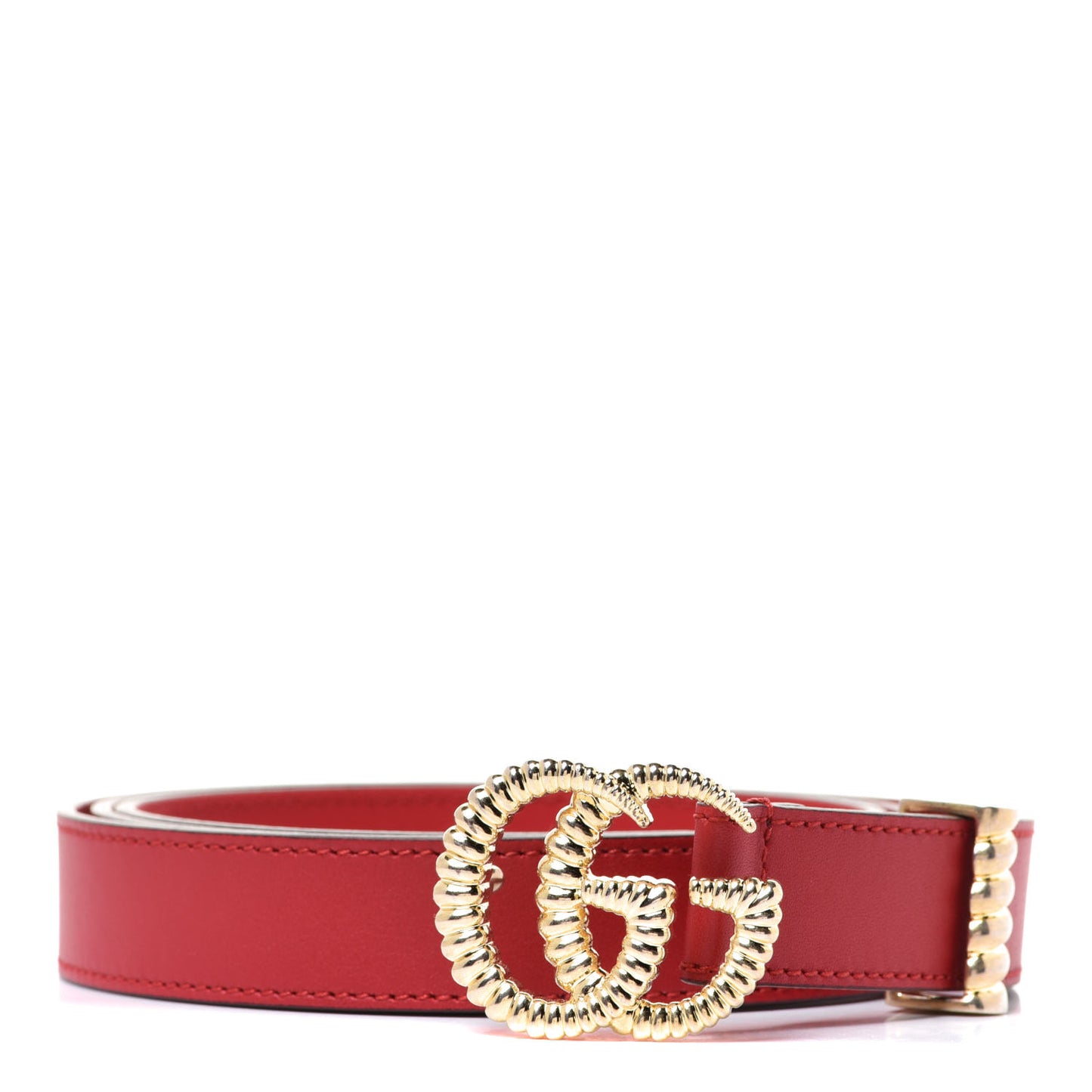 Moon Calfskin Torchon Double G 25mm Belt 105 42 Hibiscus Red