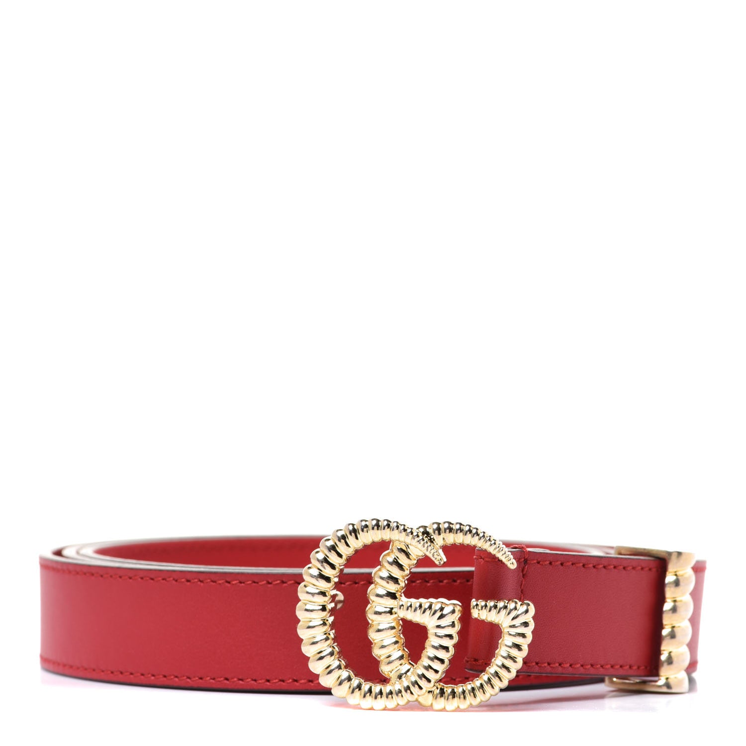 Gucci Moon Calfskin Torchon Double G 25mm Belt 105 42 Hibiscus Red 1 of 4