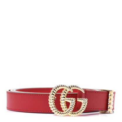 Gucci Moon Calfskin Torchon Double G 25mm Belt 105 42 Hibiscus Red 1 of 4