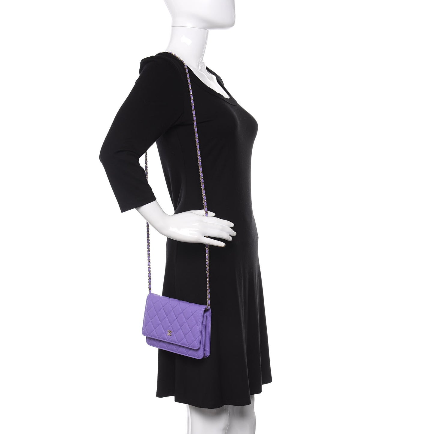 Caviar Quilted Wallet On Chain WOC Purple