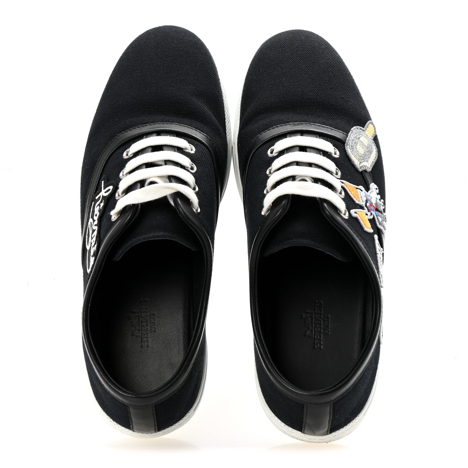 Hermes Canvas Embroidered Innocent Sneakers 37 Black 2 of 9