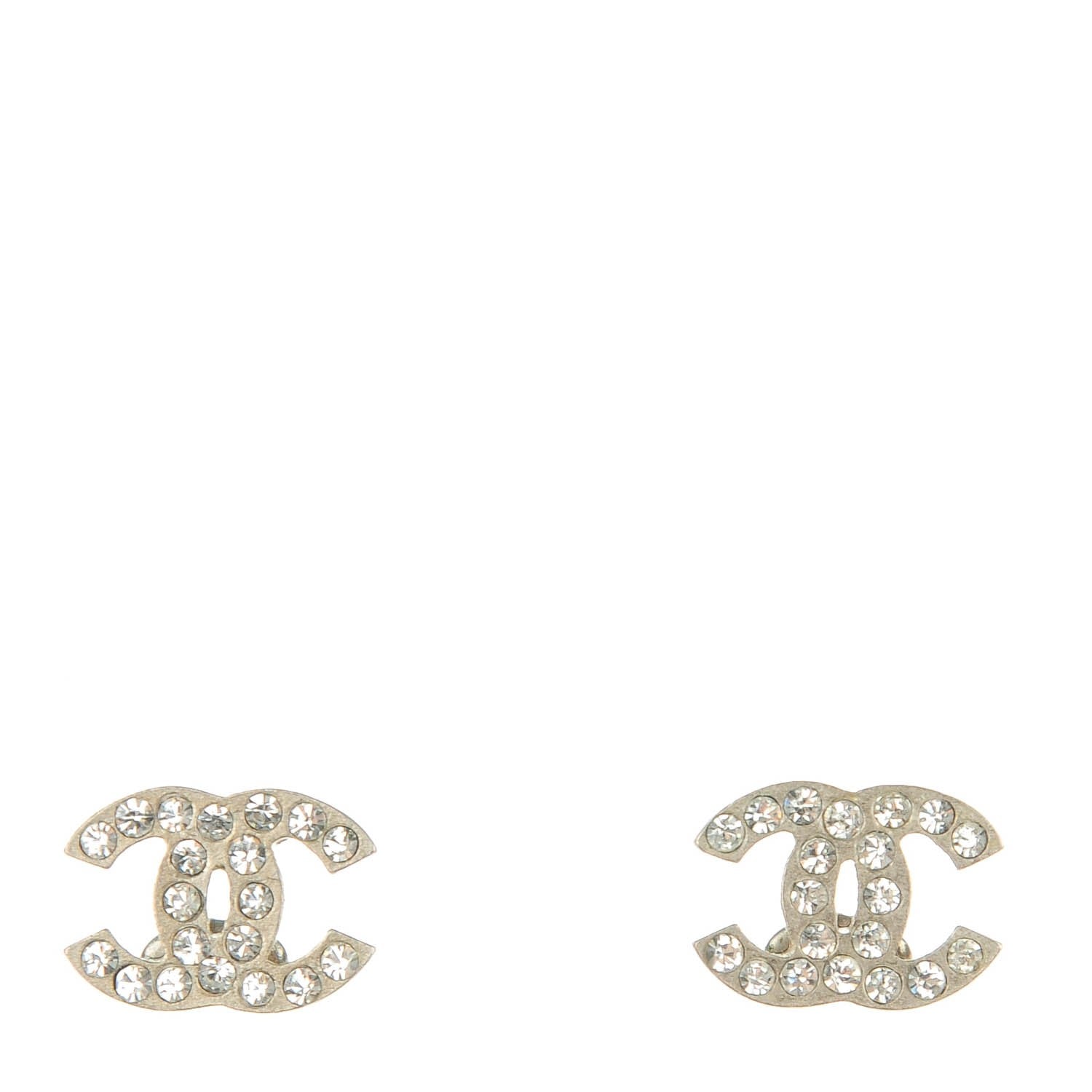 Chanel Crystal Mini Timeless CC Earrings Silver 1 of 5