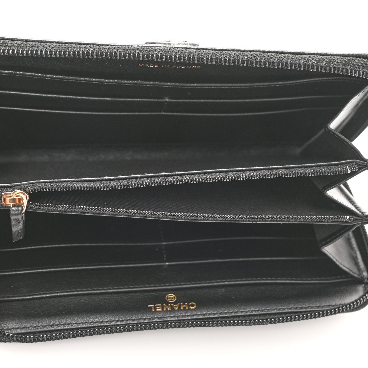 Chanel Caviar Quilted Boy Long Zip Around Wallet Black 5 of 9
