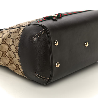 Gucci Monogram Web Mayfair Top Handle Satchel Dark Brown 10 of 14