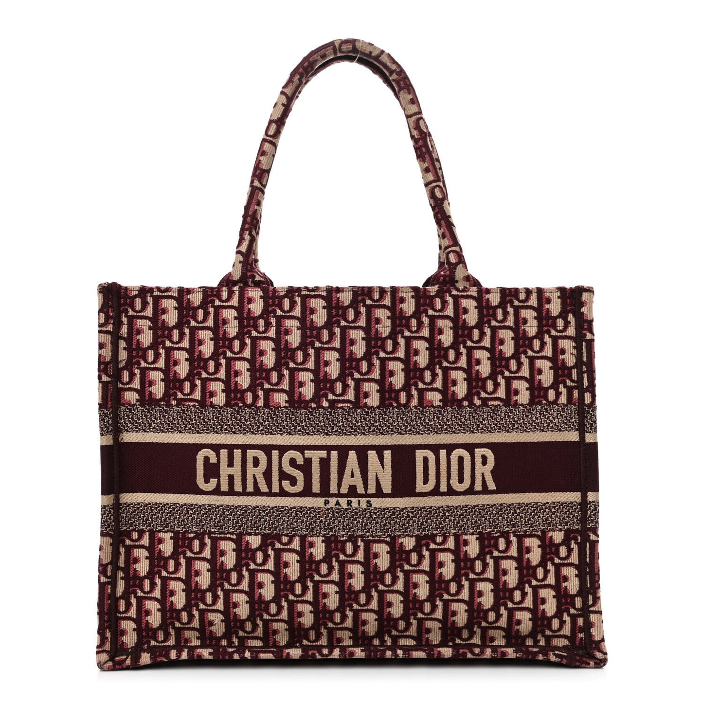 Oblique Medium Book Tote Burgundy Multicolor