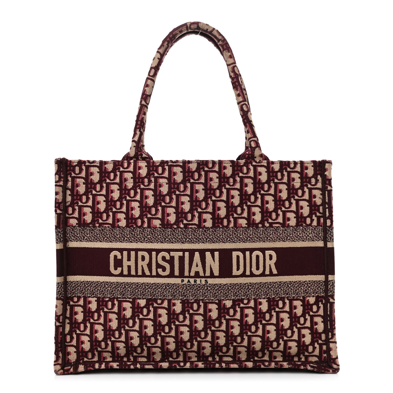 Christian Dior Oblique Medium Book Tote Burgundy Multicolor 1 of 12